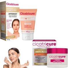 Kit Cicatricure Protetor Solar Fps50 Porcelana Gel Creme