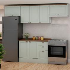 Cozinha Modulada 4 Peças 1 Balcão com Tampo 2 Aéreos 100% Mdf Verde Mint
