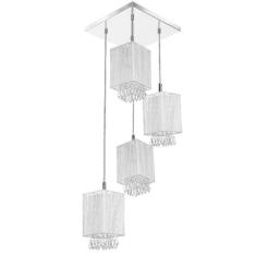 Lustre Pendente Quadclear Organza Quadrado Branco Magnífico - MARRYLUZ