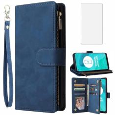 Asuwish Capa carteira compatível com Moto G Fast 2020, protetor de tela de vidro temperado e capa flip de couro, suporte para cartão, acessórios de celular, capas para celular para Motorola GFast