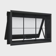 Janela de Aço Maxim-Ar com Grade Quadrada 40x60cm Aço Pronto Riobras