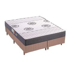 Cama Box Queen: Colchão Espuma D45 Polar Pérola Clean + Base Crc Rústico Clean (158x198)