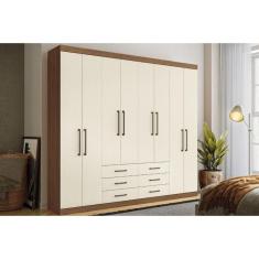 Guarda Roupa Casal Master 8.6 8 Portas de Bater 6 Gavetas MDP Jatoba-Areia Santos Andirá