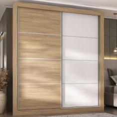 Guarda Roupa Casal Dallas MP4271 2 Portas de Correr 4 Gavetas MDP Madeirado-branco Multimóveis