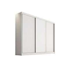 Guarda Roupa Casal Arezzo Plus 3 Portas de Correr 8 Gavetas MDF Branco Móveis Novo Horizonte