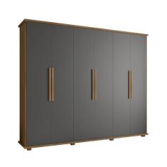 Guarda Roupa Casal Bolzano 6 Portas 4 Gavetas MDP-MDF Cinamomo Grafite RV Móveis