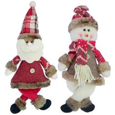 Kit 6 Enfeites Boneco De Neve E Papai Noel Natal Em Tecido 30Cm
