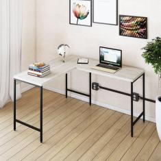 Mesa de Escritório em L Estilo Industrial 120x140cm Active Snow/Preto