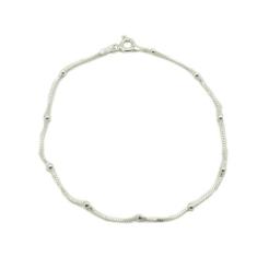 Pulseira Infantil Prata Legitima 925 Bolinha - Lojas La+Ny, 14, Prata