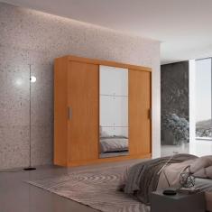 Guarda Roupa Casal Vitor Premium com 3 Portas com Espelho e 6 Cabideir
