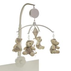 Móbile Musical Ursinho Bege Berço Quarto Bebê Menina Menino - Potinho 