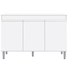 Balcão de Cozinha Manu 120cm Branco Com Tampo MDP AJL Móveis