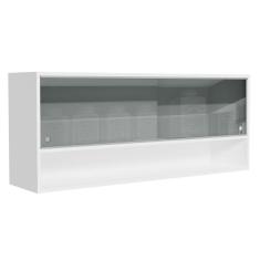 Armário Aéreo 120cm 2 Portas Correr Vidro Neutral 1 Nicho Branco para Cozinhas Glamy, Lux e Reims Madesa
