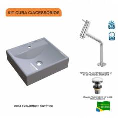 Kit Cuba Q39 Com Torneira 1060 Válvula Click 1 Pol 1/2 Cinza