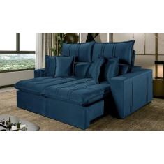 Sofá 5 Lugares Retrátil e Reclinável México Veludo com Molas Ensacadas