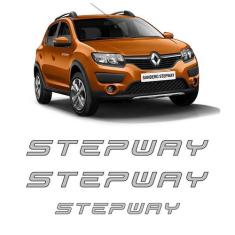 Kit Adesivos Sandero Stepway 2015 Lateral E Traseiro Prata - SPORTINOX