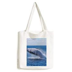 Bolsa de lona com imagem de natureza e peixe jubarte oceano bolsa de compras casual