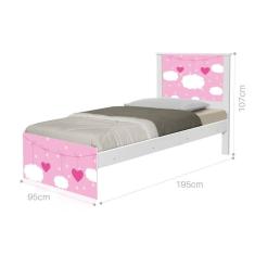 Cama Solteiro Nuvens Menina com Colchão