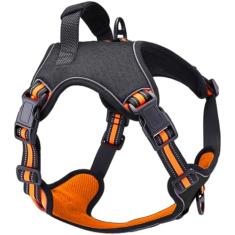 Coleira Peitoral Antipuxão Colete Cães MADOG Power LARANJA (G)