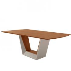 Mesa para Sala de Jantar Rubi 180cm Madeira Tampo Barril Laminado Moderna Mobília