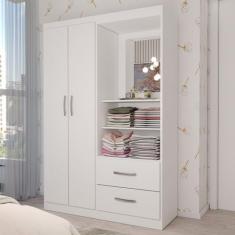 Guarda-Roupa Infantil Gabe 2 Portas 2 Gavetas com Espelho Branco - Pan