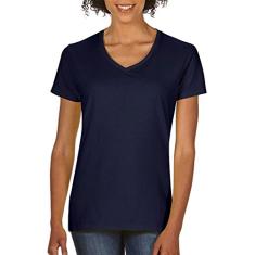Gildan – Camiseta feminina de algodão pesado com gola V – 5V00L