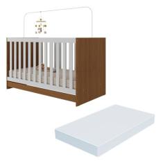 Berço 3 em 1 com Colchão Incluso Doce de Leite Multimóveis MP4244, Mad