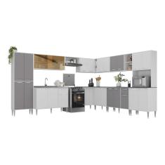 Armário de Cozinha Completa Modulada Mp2241 25 Portas 2 Gavetas MDP 283cm Branco Fosco