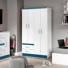 Guarda-Roupa Infantil com 4 Portas 2 Gavetas 105x179cm MDP Menu Móveis