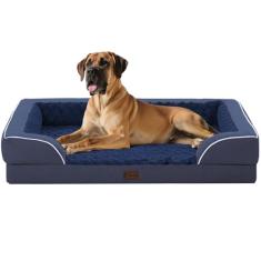 Casa Paw Cama ortopédica XXL para cães extragrande, cama impermeável com espuma viscoelástica para cães com laterais, espuma de caixa de ovo e fundo antiderrapante, cama de sofá grande para cães com