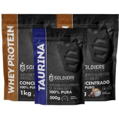 Kit: Whey Protein Concentrado 2kg + Taurina 500g - 100% Importado - Soldiers Nutrition-Unissex