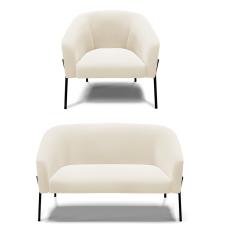 Sofá Namoradeira e Poltrona Pé de Ferro Preto Stella Veludo D03 - D'Rossi