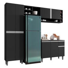 Cozinha Modulada Vanessa 230cm Paneleiro, Balcão com Tampo MDP e Aéreo - AJL Móveis