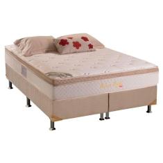 Cama Box King: Colchão Molas MasterPocket Ensacadas Herval   Pallace Bambu Plus + Base CRC Suede Bege(193x203)