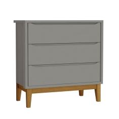 Cômoda Gaveteiro Infantil New Classic Cinza com Pés Madeira – Reller
