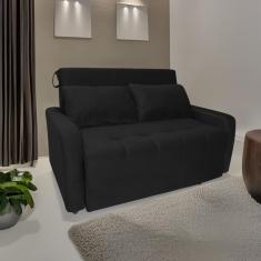 Sofa Cama Para Sala De Estar Madeira Maciça Daniela Veludo Matrix - Preto Preto