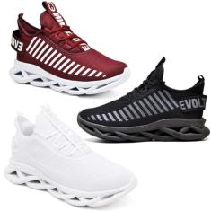 Kit 3 Tênis Trança Black, Bordo e White 39