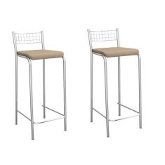 Banqueta Genova 740mm Cromada Par Cromado/Capuccino