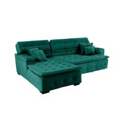 Sofá Retrátil E Reclinável Com Chaise Orlando 2.20x2.10m- Sofisticato-verde