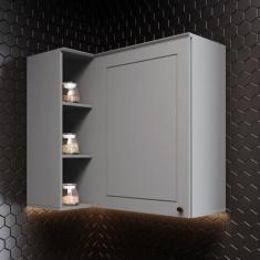 Armário Aéreo de Cozinha Canto Reto 1 Porta Americana Henn, Cinza