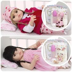 Boneca Reborn Gêmeas Girafa Coelha Corpo de Vinil - Cegonha Reborn Dol