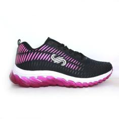 Tênis Feminino  Academia e Caminhada Guixs em Gel, Preto, 35