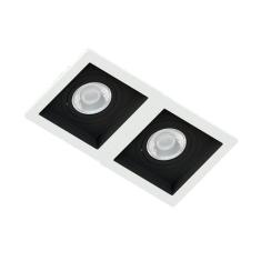 Spot Duplo Embutir Quadrado Recuado Branco Fundo Preto Para Par20 E27 