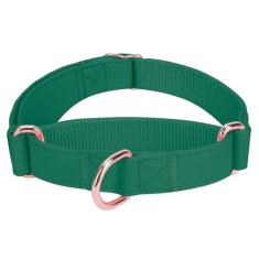 Coleira de couro macio para cães martingale - coleira ajustável em ouro rosa [fácil de limpar], coleira de treinamento elegante durável de nylon resistente sem puxar para cães pequenos, médios e
