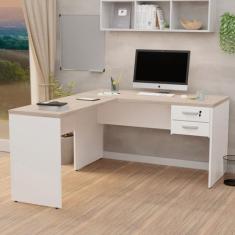 Mesa De Escritório Escrivaninha Em L 1.40x1.50 C/ Gaveteiro - NetMobil