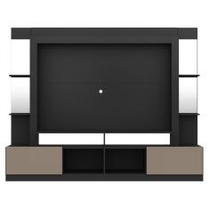 Rack com Painel Tv 65 Prateleiras com Espelho Oslo Preto