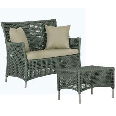 1 Sofá Área e Mesa Igapó Alumínio Pintura Fendi Corda Náutica Estofado Impermeável Almofada 7 Trama