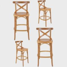 Conjunto 4 Banquetas Texas Verniz Natural Gamma Móveis