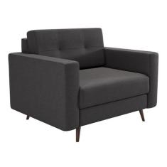 Poltrona Pé Palito Living Linho Cotton Grafite - Mobly