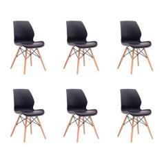 Conjunto com 6 Cadeiras Eames Eiffel Rubi Preto - Mobly